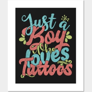 Just A Boy Who Loves tattoos Gift product Posters and Art